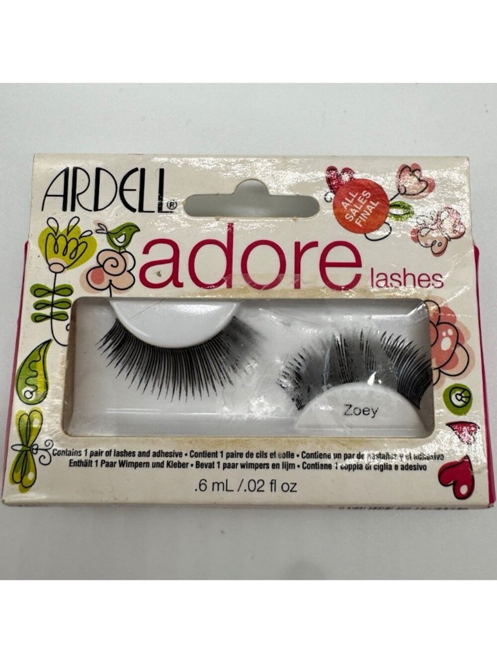 Ardell Adore Zoey Strip Eyelashes Black Natural Reusable Adhesive 0.02 oz New
